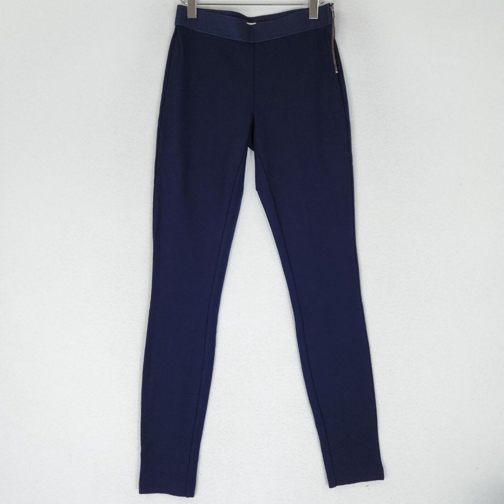 J Crew Pants Womens 2 Navy Blue Skinny Leg Stretch Long Ankle Flat Front Casual